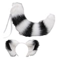 thumbnail image 4 of Cola de orejas de zorro de anime Hugo accesorios de diadema cosplay Blanco negro, 4 of 8