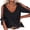 Black, variant on Summer V-neck Women Solid Color Off Shoulder Casual Shirt Bownot Blouse Tops