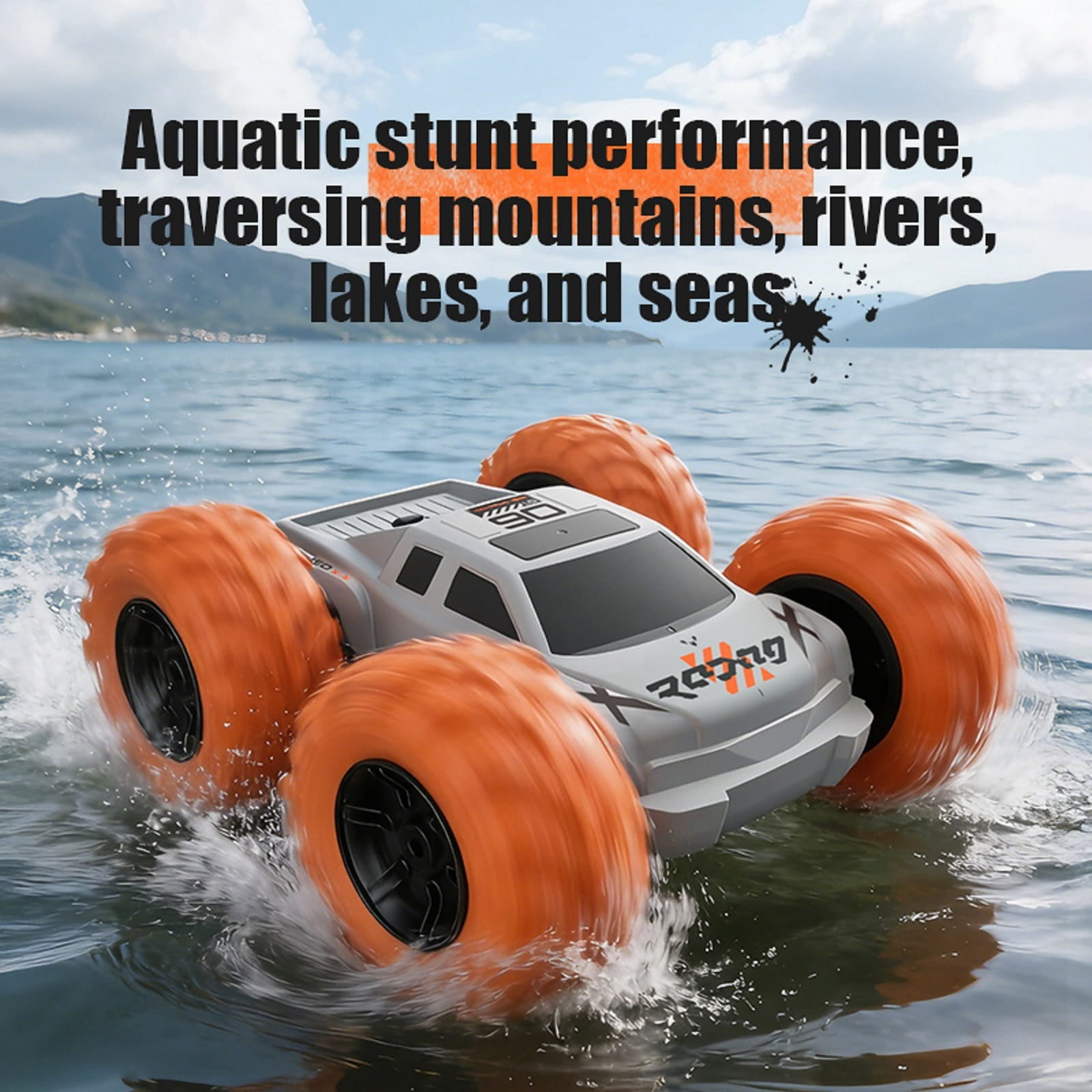 2.4G Amphibious RC Stunt Car, Rechargeable Double-Sided Water Land Remote Control Vehicle with 360 Flip, All Terrain
