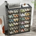 thumbnail image 2 of JEKO&JEKO 10-Tier Double Column Foldable Shoe Storage Rack with Magnetic Doors, Black, 2 of 6