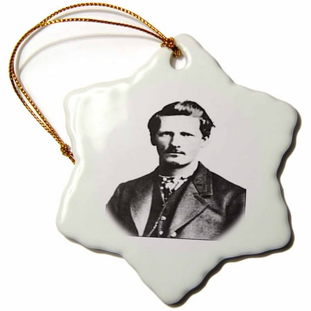 Vintage Photographs Of Christmas 3dRose Vintage Photo Of Wyatt Earp In Black n White.jpg - Snowflake Ornament, 3-inch ()