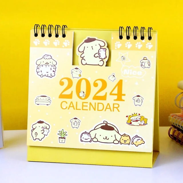 Sanrio-Mini Calendario de escritorio de Hello Kitty, decoración de escritorio de dibujos animados, diario, semanal, accesorios de oficina, regalo, 2024