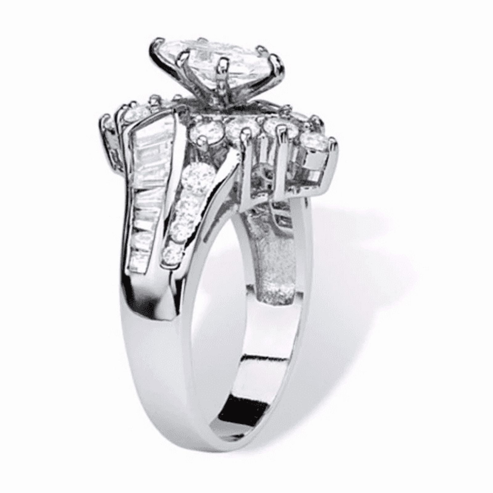 HeartsAndYou 4ct Marquise Cut Moissanite Engagement Ring for Women 18k White Gold over Silver Antique Inspired Stylish