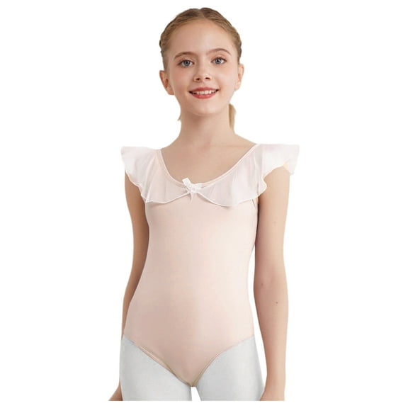 Haitryli Ballet Gymnastics Dance Leotards for Girls Kids Ballerina Outfit Dress with Sequins Tulle Tutu Skirt Pink Leotard 3-4