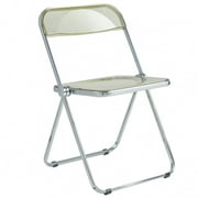 LeisureMod Lawrence Modern Acrylic Folding Chair With Metal Frame in Amber
