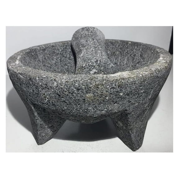 Guacamole Maker Mexican Molcajete & Tejolote Set - 9 Inch Volcanic Stone Mortar and Pestle - Black Stone Piedra Negra - Authentic Mexican Kitchen Tool