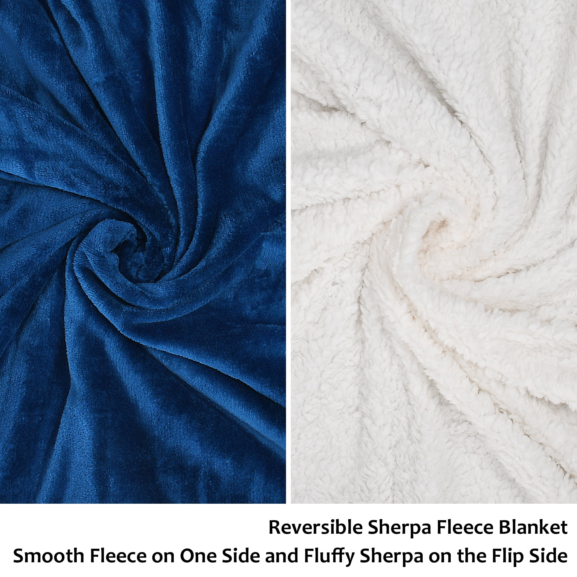 Catalonia Sherpa Wearable Blanket with Sleeves & Foot Pockets for Adult Women Men, Comfy Snuggle Wrap Sleeved Throw Blanket Robe, Gift Idea, Blue, 75" x 53"
