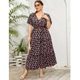 thumbnail image 2 of Plus Size Wedding Guest Maxi Dresses for Curvy Women, Summer Casual Floral Long Party Sundress with 3/4 Sleeve, 2 of 8