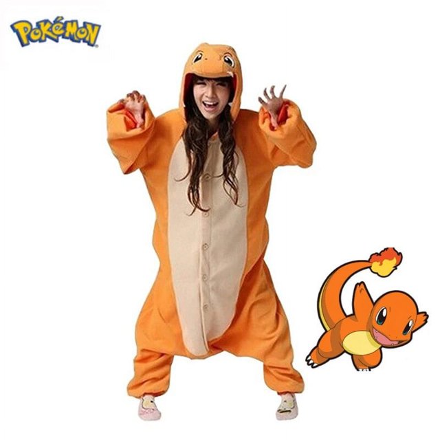 Disfraz de Pokémon para Halloween, pijama de franela Charizard, de una pieza, Kigurumi, de cuerpo completo