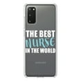 thumbnail image 1 of DistinctInk Clear Shockproof Hybrid Case for Galaxy S20 / S20 5G (6.2" Screen) - TPU Bumper Acrylic Back Tempered Glass Screen Protector - The Best Nurse In The World, 1 of 2
