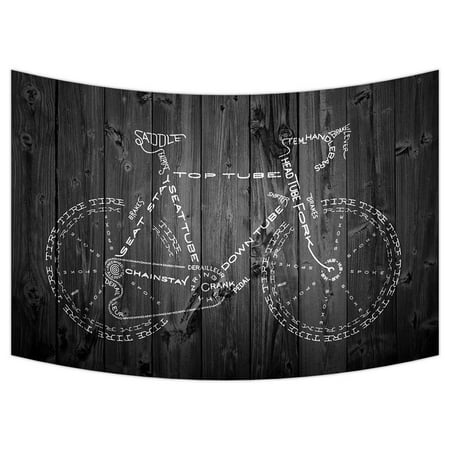 - ZKGK Bicycle With Wood Tapestry Wall Hanging Wall Decor Art for Living Room Bedroom Dorm Cotton Linen Decoration 90x60 Inches