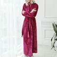 thumbnail image 3 of Homgro Women's Plush Long Robe Soft Cozy Long Sleeve Full Length Fuzzy Fleece Bathrobe Spa Hot Tub Hotel Bath Belted Winter Fluffy Maternity Warm Kimono Pocket Rose Small-Medium, 3 of 5