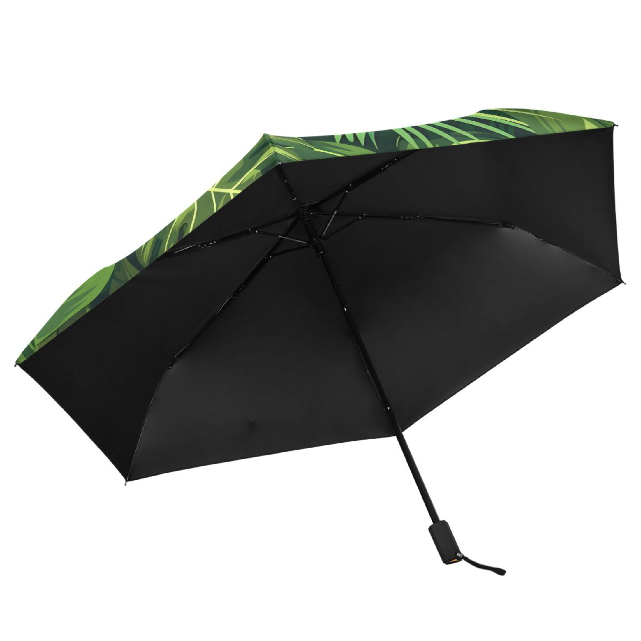 Palm Leaves Compact Sun Umbrella Windproof Travel Umbrellas for Rain Strong Portable UV Protection