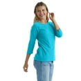thumbnail image 3 of Hanes Women's T-Shirt Raglan Sleeve Tee Stretch Cotton Plain 6 Colors sz S-2XL, 3 of 5