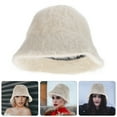 thumbnail image 3 of Sombrero de cubo de invierno sombrero de pescador esponjoso sombrero cálido difuso para mujeres adolescentes niñas, 3 of 4