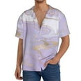 thumbnail image 3 of Easygdp Lavender Glitter Foil Stripes Men's Casual Short-sleeved Shirt with Pocket and Button Suitable for Beach Vacation Leisure - 3X-Large, 3 of 7