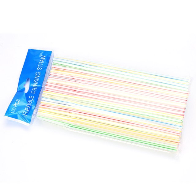 100 pajitas desechables de plástico flexibles para beber, pajitas prácticas para leche de soja para fiestas en casa