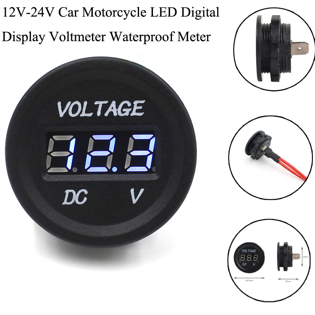Motorcycle Waterproof 12V~24V Car LED DC Digital Display Voltmeter Socket Meter_