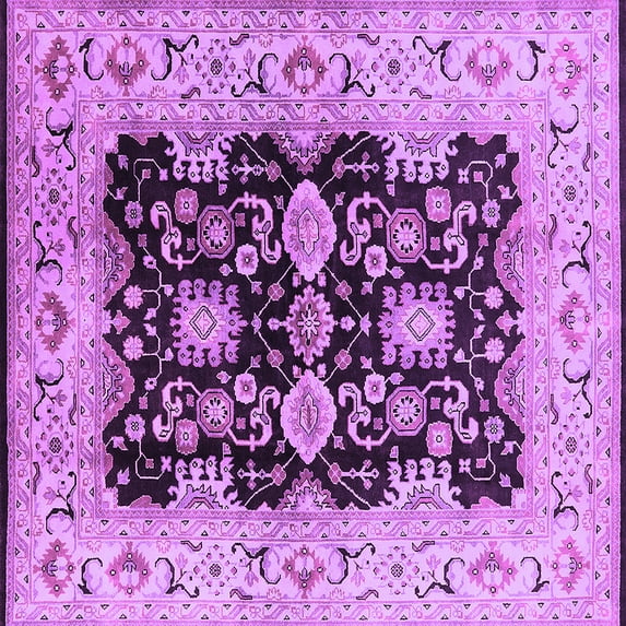 Ahgly Company Indoor Square Oriental Purple Traditional Area Rugs, 4' Square