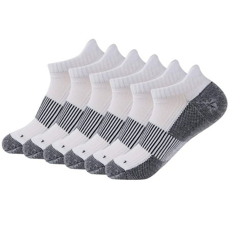

FOOTPLUS Low Cut Bicycle Breathable Running Tennis Hiking Socks Ideal for Plantar Fasciitis Household Sports Training Exercise 6 Pairs White& Black Medium