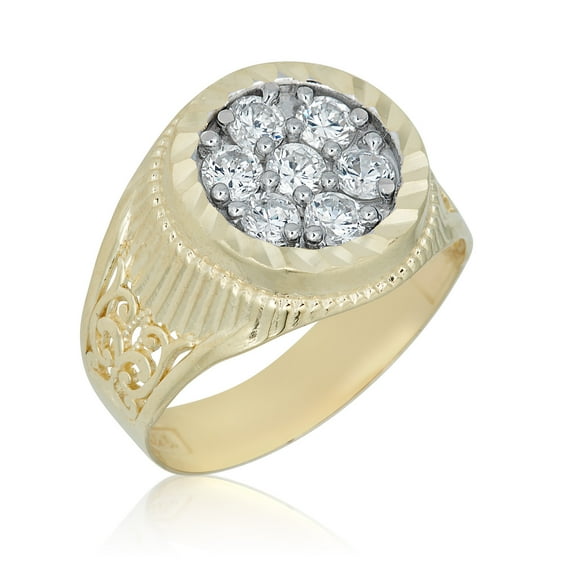 AVORA 10K Yellow Gold Men's Simulated Diamond CZ Fashion Ring  - Size 10