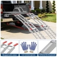thumbnail image 3 of QinaQin 7.5-Foot Folding Aluminum Motorcycle Ramp, 750 Lb Load Capacity, Suitable for Pickup Trucks and Off-Road Motorcycles, with Crossbars and Rubber Pads, 89 x 12 Inches, 1 Piece, 3 of 7
