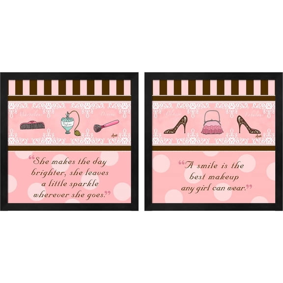 Great Art Now Classy and Fabulous by Andi Metz, 2 Piece Framed Art Set Each 13"W x 13"H