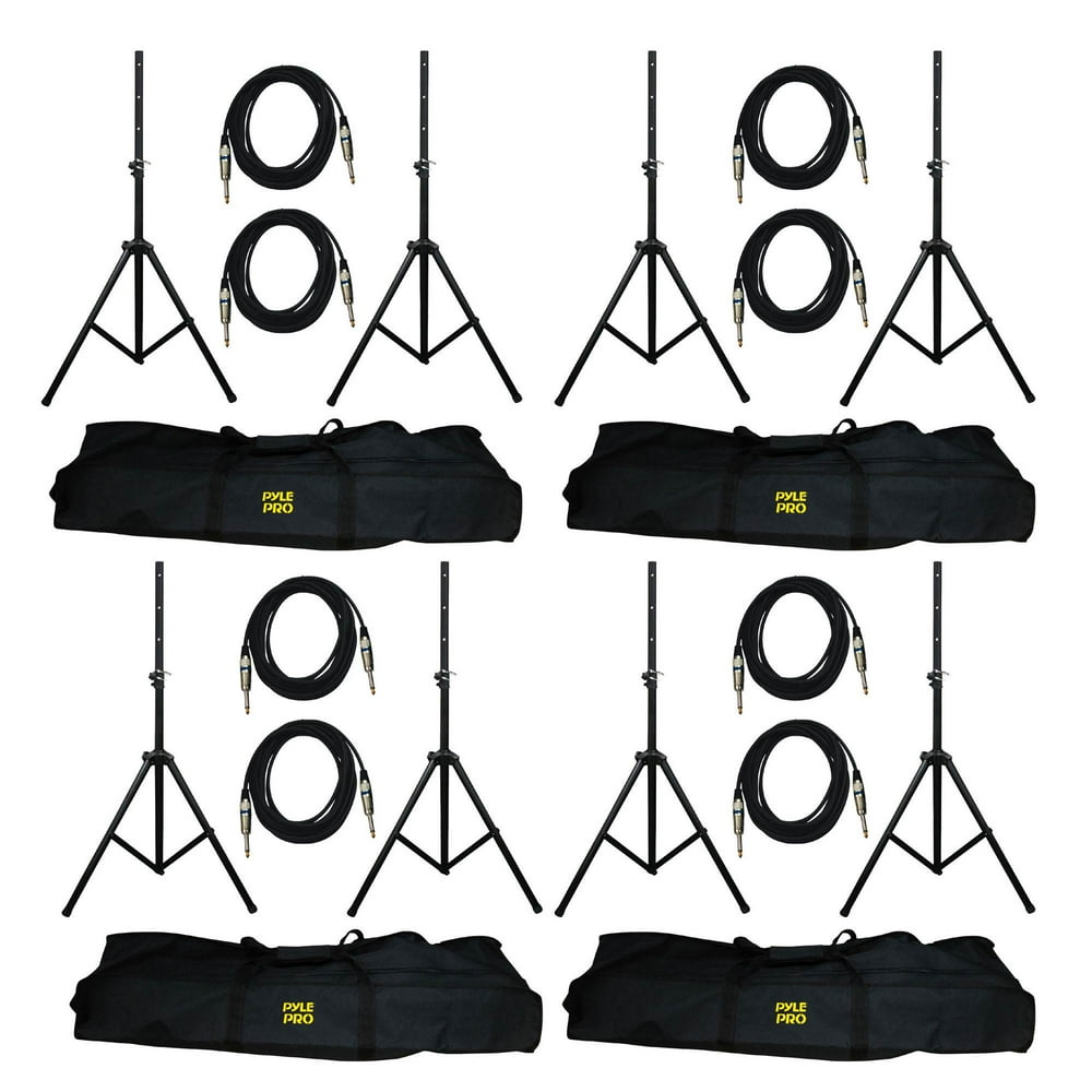 Pyle Pro DJ PA Speaker Monitor Pole Mount Stands + 0.25" Cable Kit (8