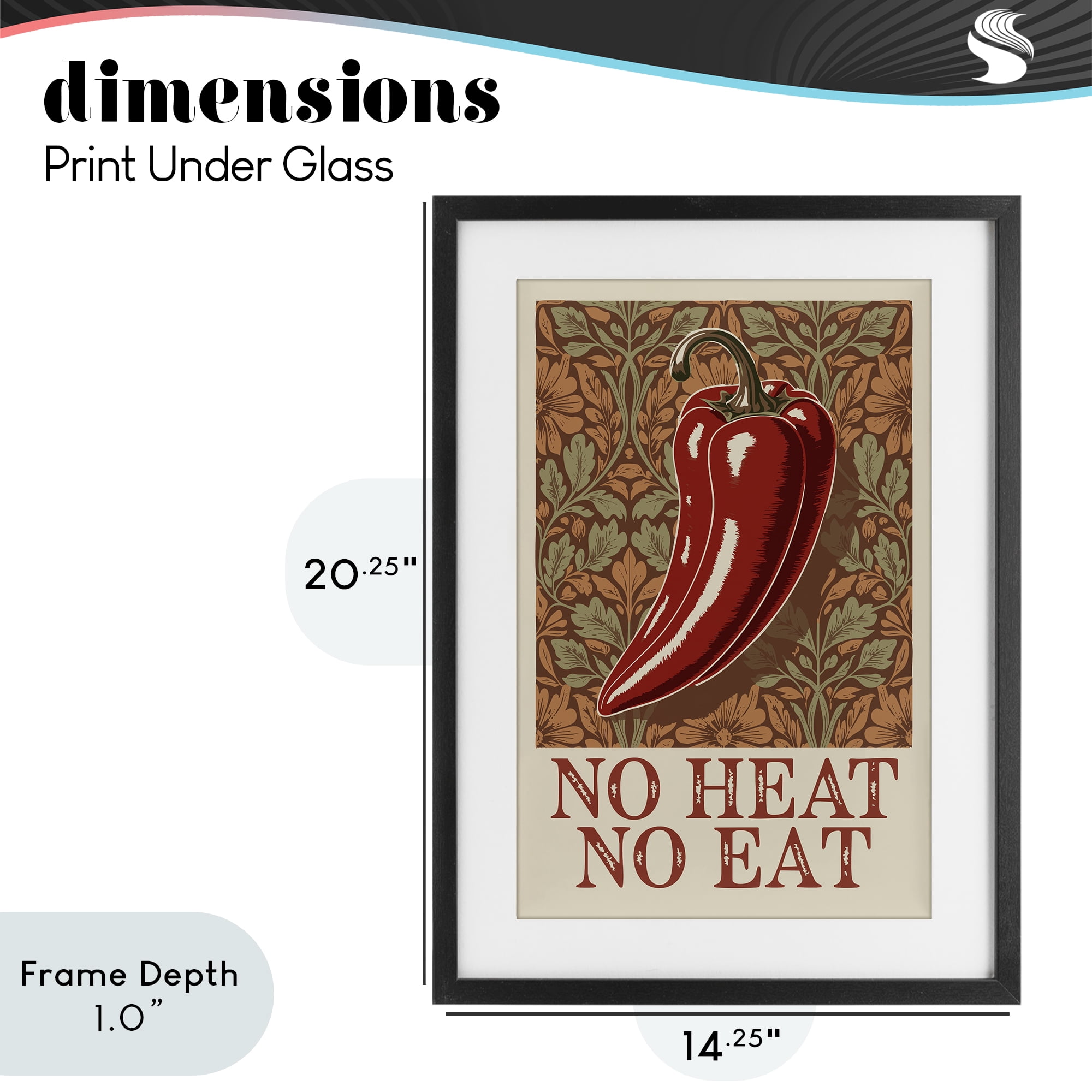 Stupell Industries No Heat or Eat Pepper Black Framed Print Under Glass, design by Andreas Magnusson