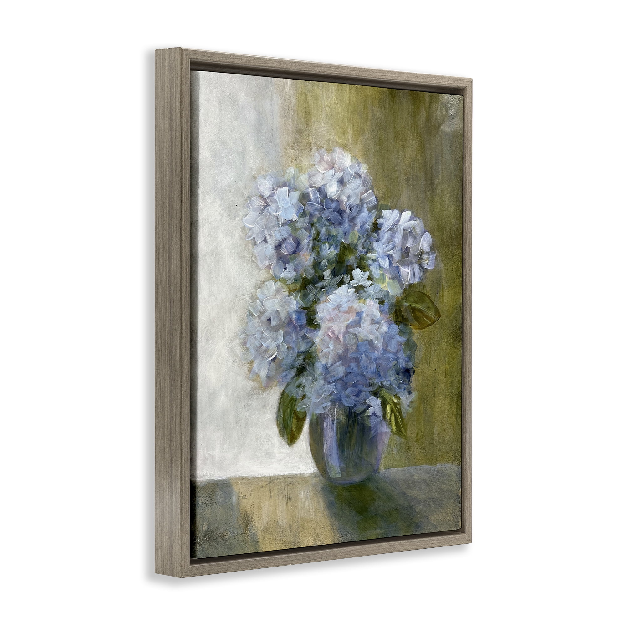 Stupell Industries Hydrangeas in Vase Botanical & Floral Painting Brown Floater Framed Art Print Wall Art, 25 x 31