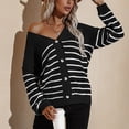 thumbnail image 1 of Suéter Cárdigan Para Mujer, Cárdigan De Manga Larga Suave Para La Piel Para La Oficina ANGGREK Color Negro Raya Blanca XL, 1 of 8