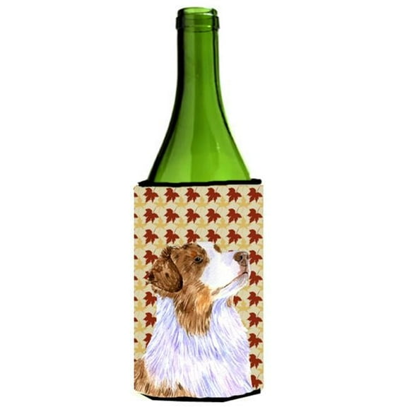 Australian Shepherd Fall Leaves Portrait Wine Bottle Hugger