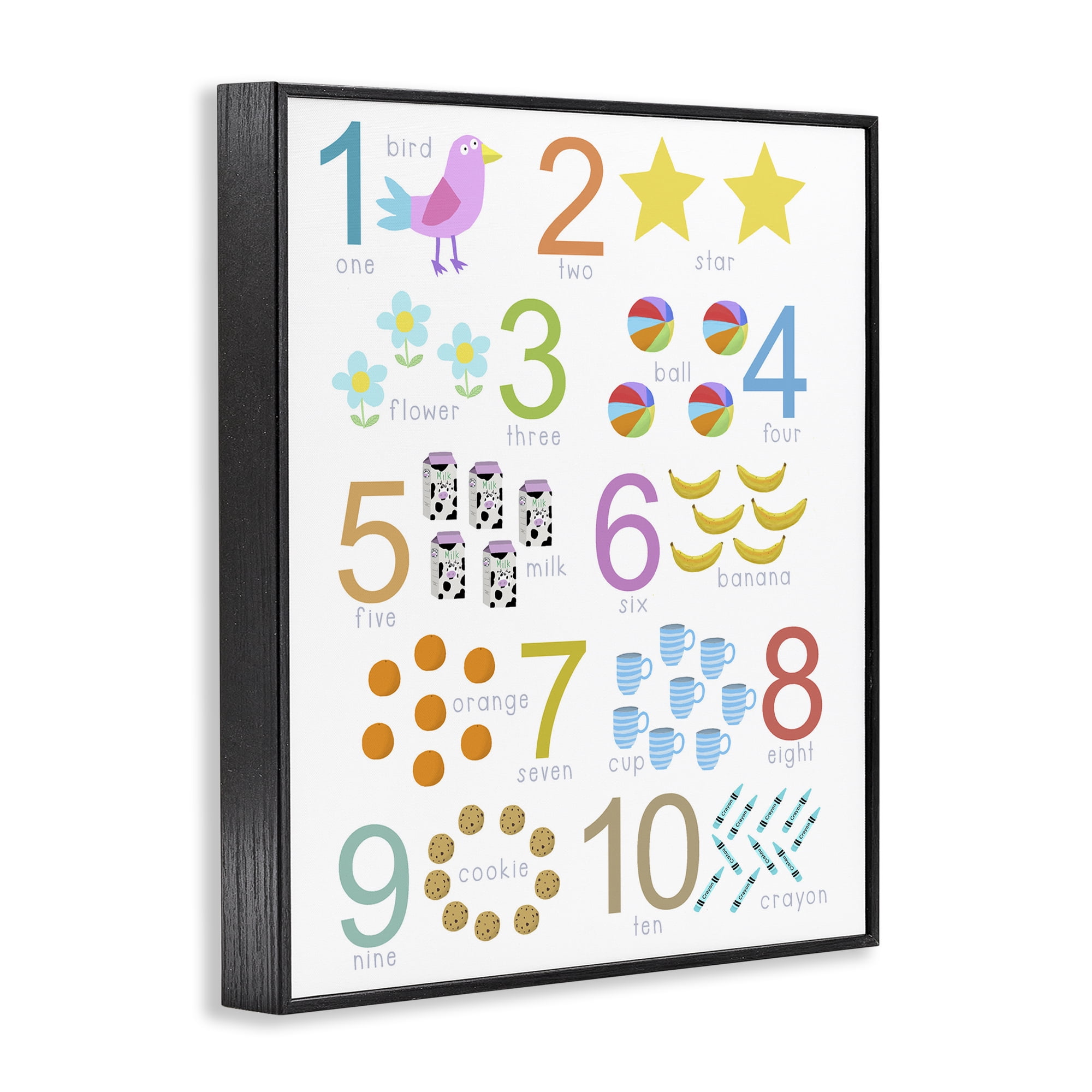 Fun Learning To Count Black Framed Giclee Art, design by Carla Daly