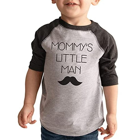 

7 ate 9 Apparel Kids Little Man Mustache Mother s Day Grey Baseball Tee