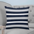 thumbnail image 4 of Navy Blue Gray Stripe 20x20 Pillow Covers Set of 2, Modern Farmhouse Horizontal Striped Throw Pillow Covers Decorative Couch Cushion Case, Microfiber Square Pillowcases for Bedroom Car Living Room, 4 of 7