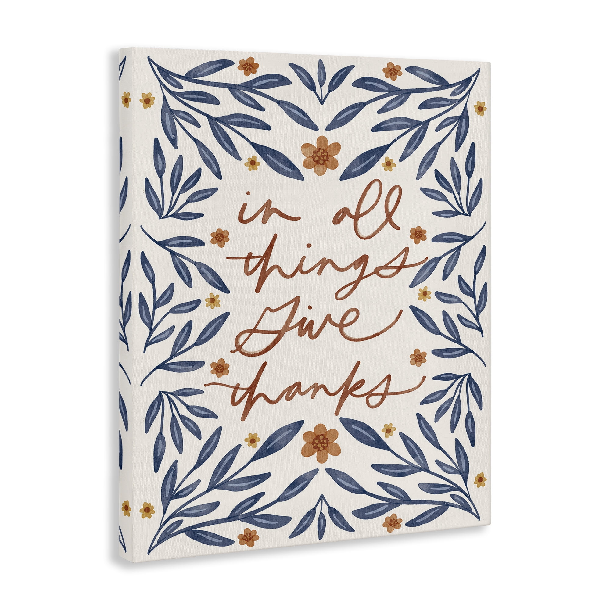 Stupell Industries Give Thanks Botanical Plants & Flowers Painting Wrapped Canvas Art Print Wall Art, 16 x 20