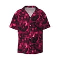 thumbnail image 2 of Lsque Burgundy Tie Dye print Men's Cuban Collar Short Sleeve Shirt Summer Beachwear Casual Button Down Fashionable Vacation Leisure Shirt-Small, 2 of 7