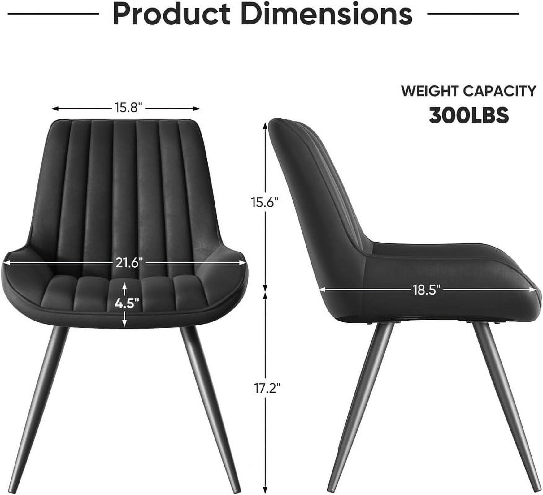 Hawsaiy Modern Upholstered Dining Chairs Set of 2, Comfy Kitchen Side Chairs with Thick Cushions & Metal Legs, Black