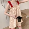 thumbnail image 2 of Conjunto de Pijama de cereza para mujer, ropa de dormir de dos piezas Kawaii, pantalones cortos para la noche, traje de casa de verano, ropa de estar por casa con tirantes finos, nuevo, 2 of 3
