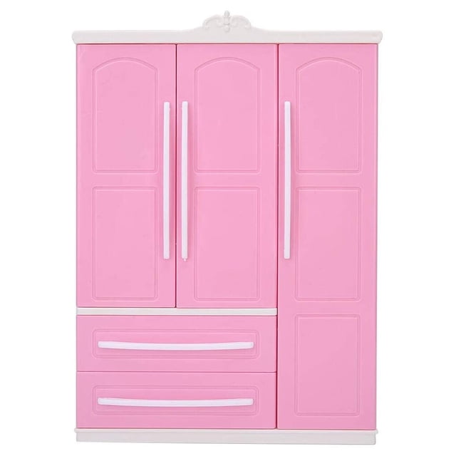 Garde-Robe Jouet pour Enfants Plastique Décoration de Cabinet de Poupée 3 Portes Cadeau Meubles de Maison