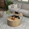 thumbnail image 4 of Round Coffee Tables for Living Room, Lift Top Coffee Table with Storage, Round Wood Center Table, 4 of 7
