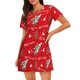 thumbnail image 1 of Fotbe Christmas Deer 1 Bata de Dormir para Mujer con Estampado, Camisón de Algodón de Manga Corta, Ropa de Dormir Casual, 1 of 6