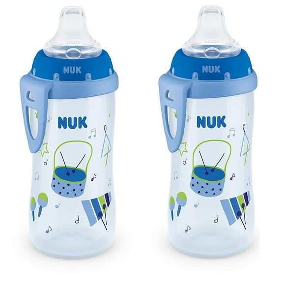 NUK Soft Spout Active Sippy Cup, 10 Ounce, 2 Pack, Blue Music
