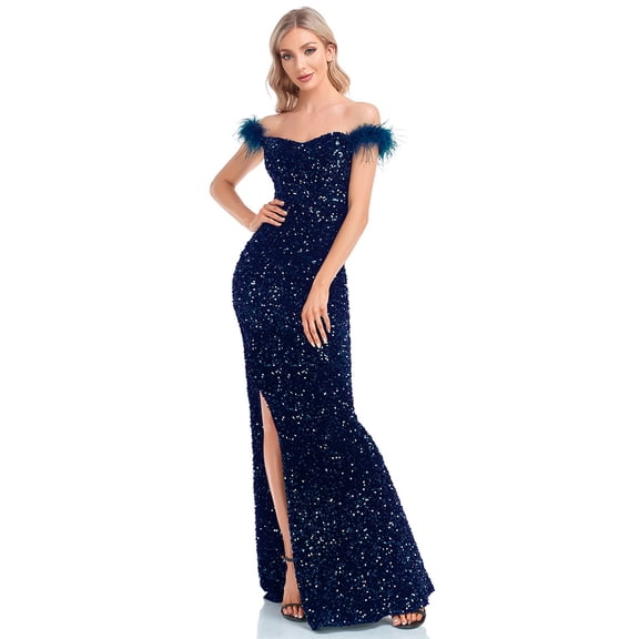 Wedding Dress Wedding Guest Dresses for Women Spangled Evening Dress Women's Banquet Sexy Slit Fishtail Skirt Long Bridesmaid Toast Dress