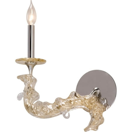

Wall Sconces 1 Light Bulb Fixture With Silver Leaf Finish Hand-Crafted Iron and Stainless Steel Candelabra 13 60 Watts