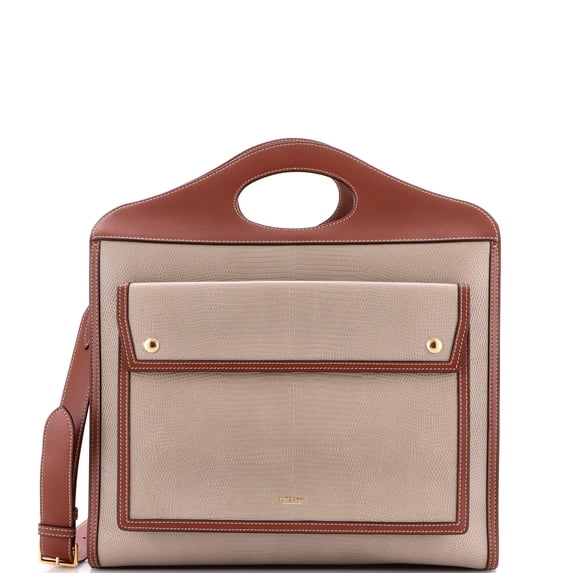 Pre-Owned Pocket Tote Lizard Embossed Leather Medium By Rebag