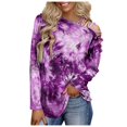 thumbnail image 1 of Blusa informal de manga larga con cuello redondo y estampado Tie-Dye para mujer Pompotops gfhjh4351, 1 of 5