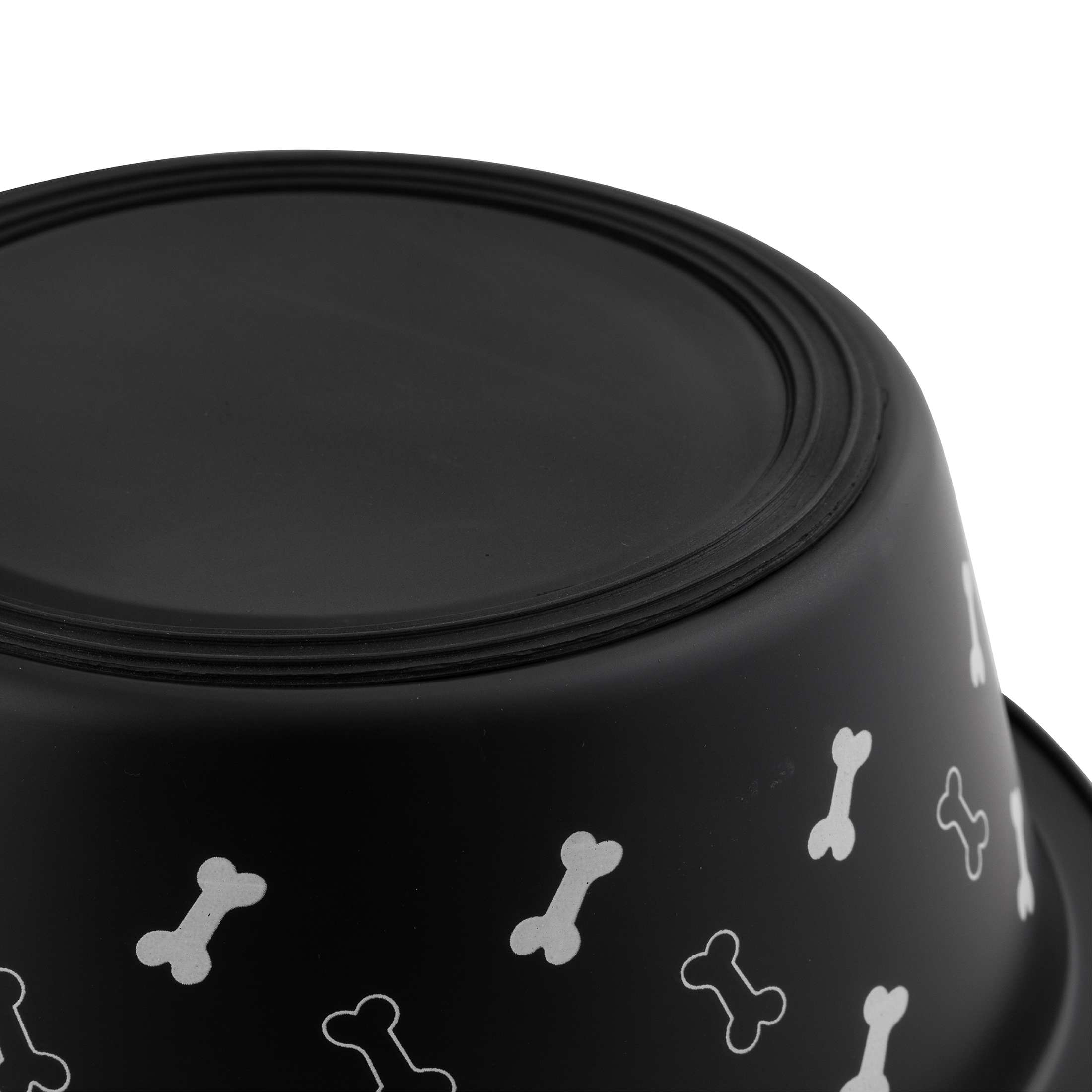 Vibrant Life Small Stainless Steel Dog Bowl, Black with Bones, 10.82 Fluid Ounces