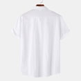 thumbnail image 4 of Mens Casual Button Down Shirts Solid Color Jacquard Stripe Print Pure Cotton Short Sleeve Lapel Mens Dress Shirts Sportwear, 4 of 8