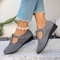 thumbnail image 2 of Rokment Wedge Dress Shoes for Women 2026 Spring Summer Fall Vintage Casual Suede Pointed Closed Toe Buckles Mid Heels Mary Jane Dressy Sandals Grey Size 8, 2 of 6